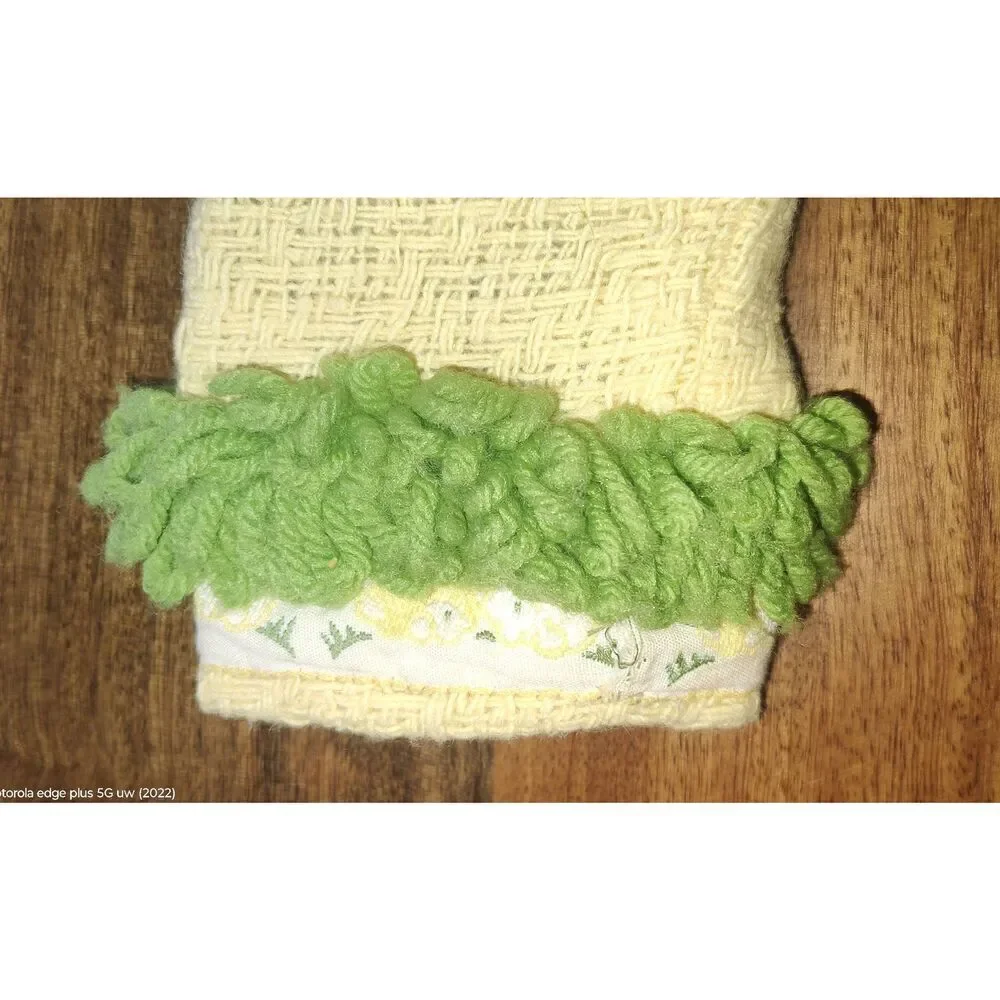 Vintage handmade baby bunting w bunny trim yellow green Easter lined